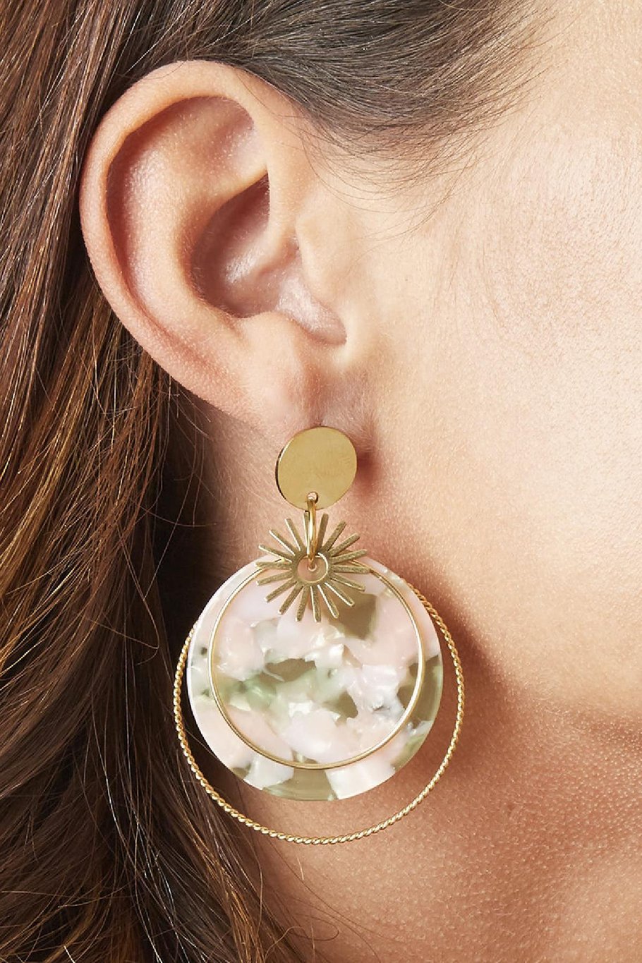 Boucles d'oreilles Rounder Gris Acier inoxydable h5Image2